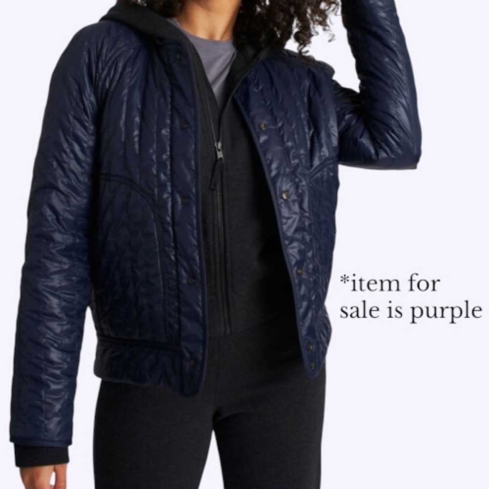 💜 Kit & Ace Keep Pedalling Reflective Reversible Quilted Bomber Jacket, S